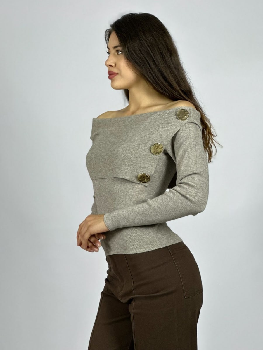 Sweater Spandex S/Hombros con Botones B3-1596