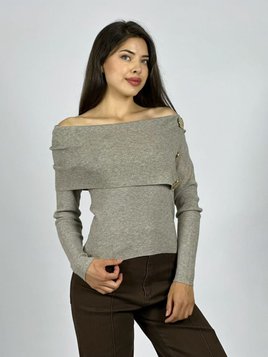 Sweater Spandex S/Hombros con Botones B3-1594