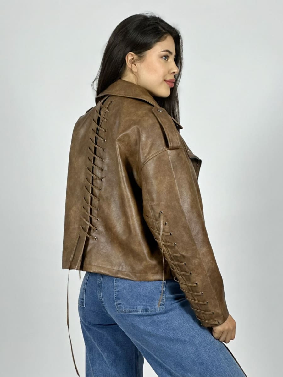 Chaqueta Eco Cuero Forrada Dorso Cocido B4-1603