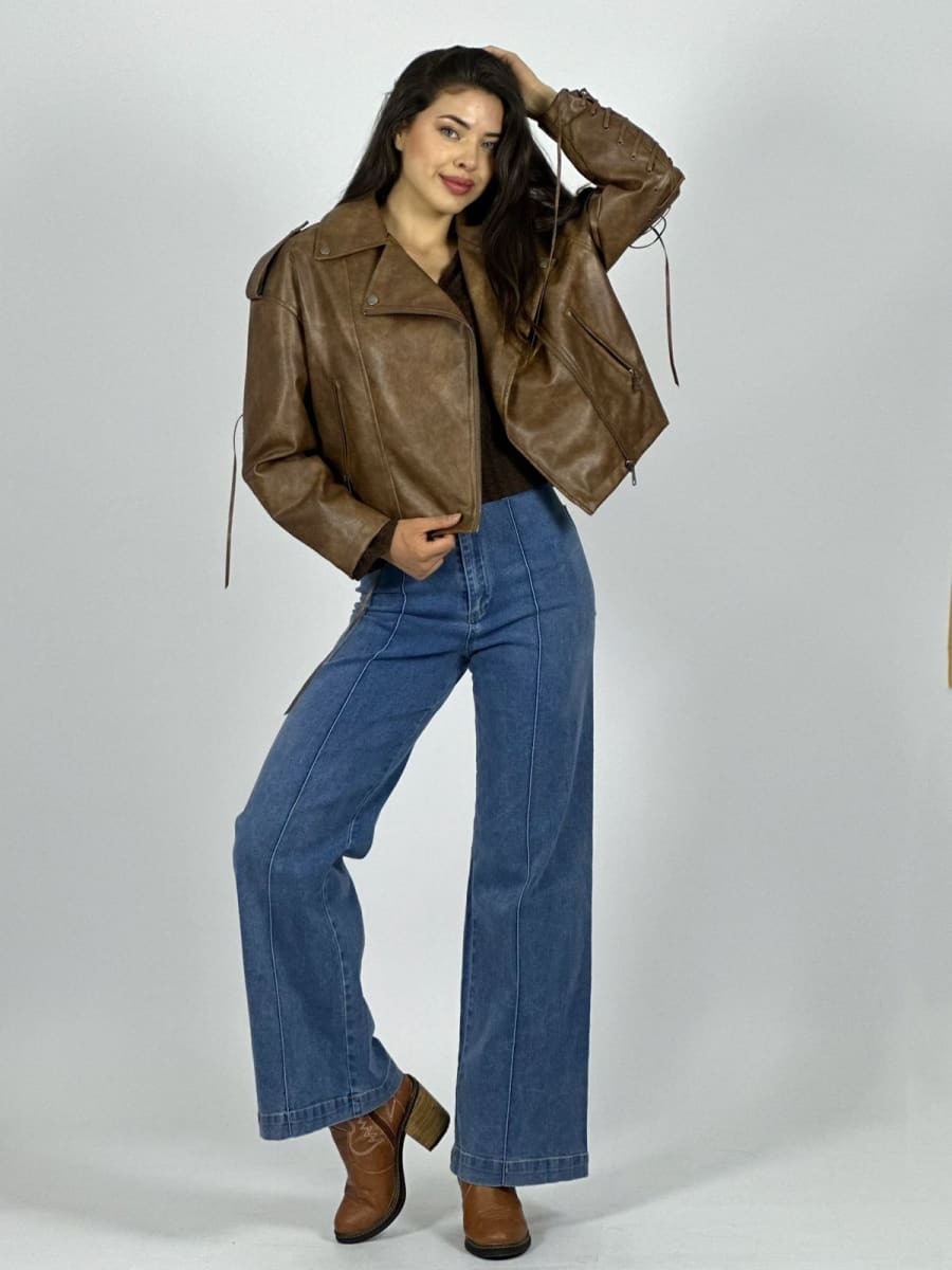 Chaqueta Eco Cuero Forrada Dorso Cocido B4-1602