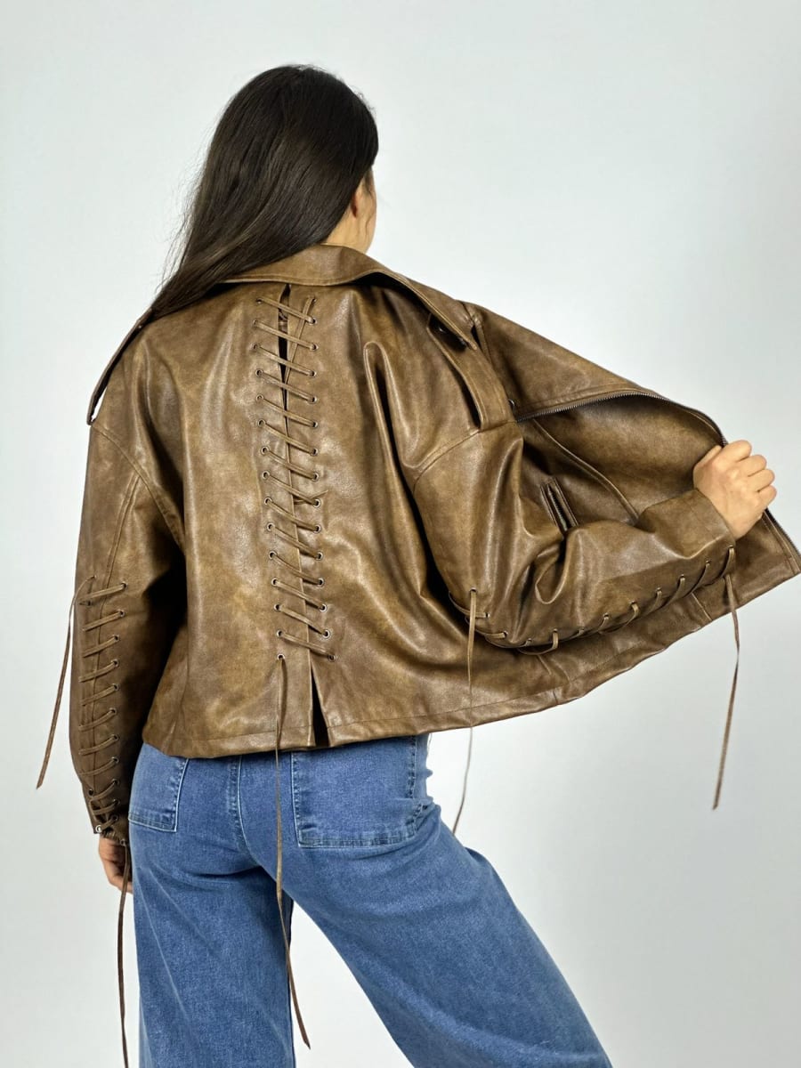 Chaqueta Eco Cuero Forrada Dorso Cocido B4-1604