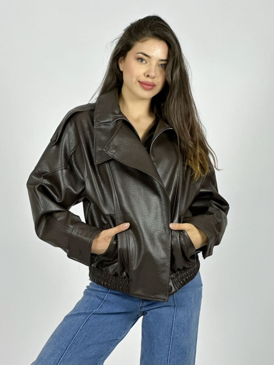 Chaqueta Eco Cuero Forrada Cierre Cruzado B4-1631