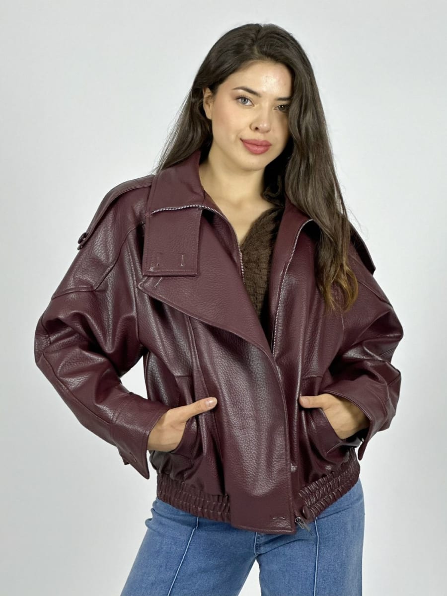 Chaqueta Eco Cuero Forrada Cierre Cruzado B4-1634