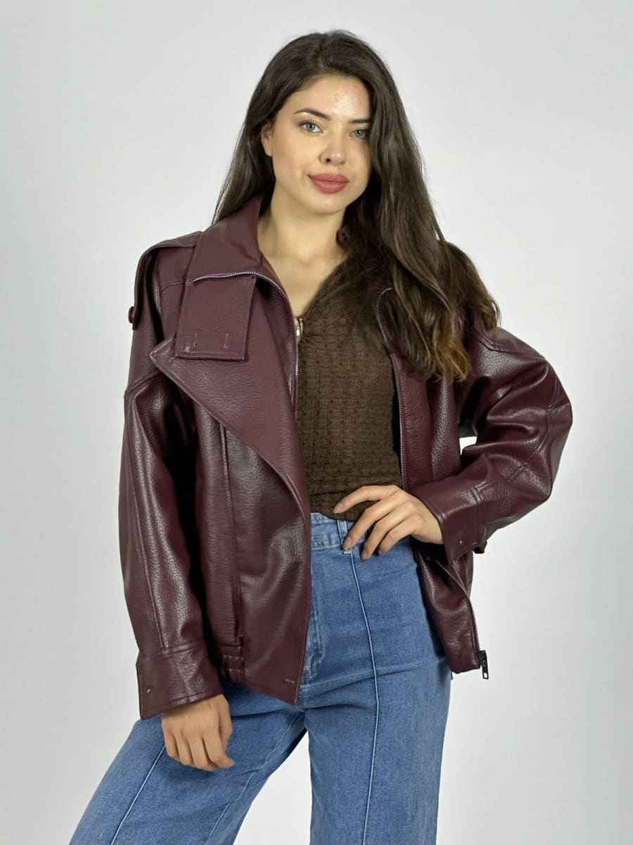 Chaqueta Eco Cuero Forrada Cierre Cruzado B4-1635