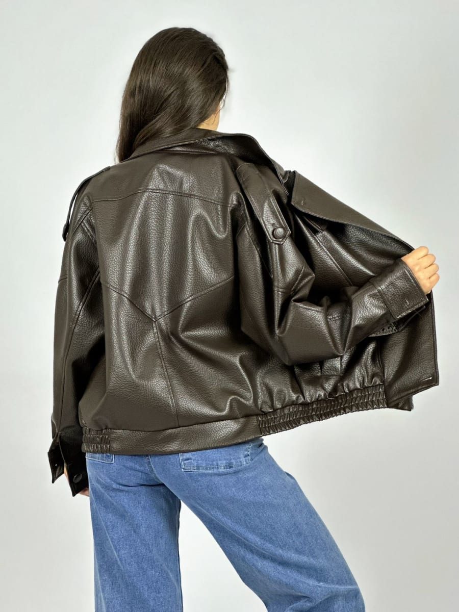 Chaqueta Eco Cuero Forrada Cierre Cruzado B4-1633