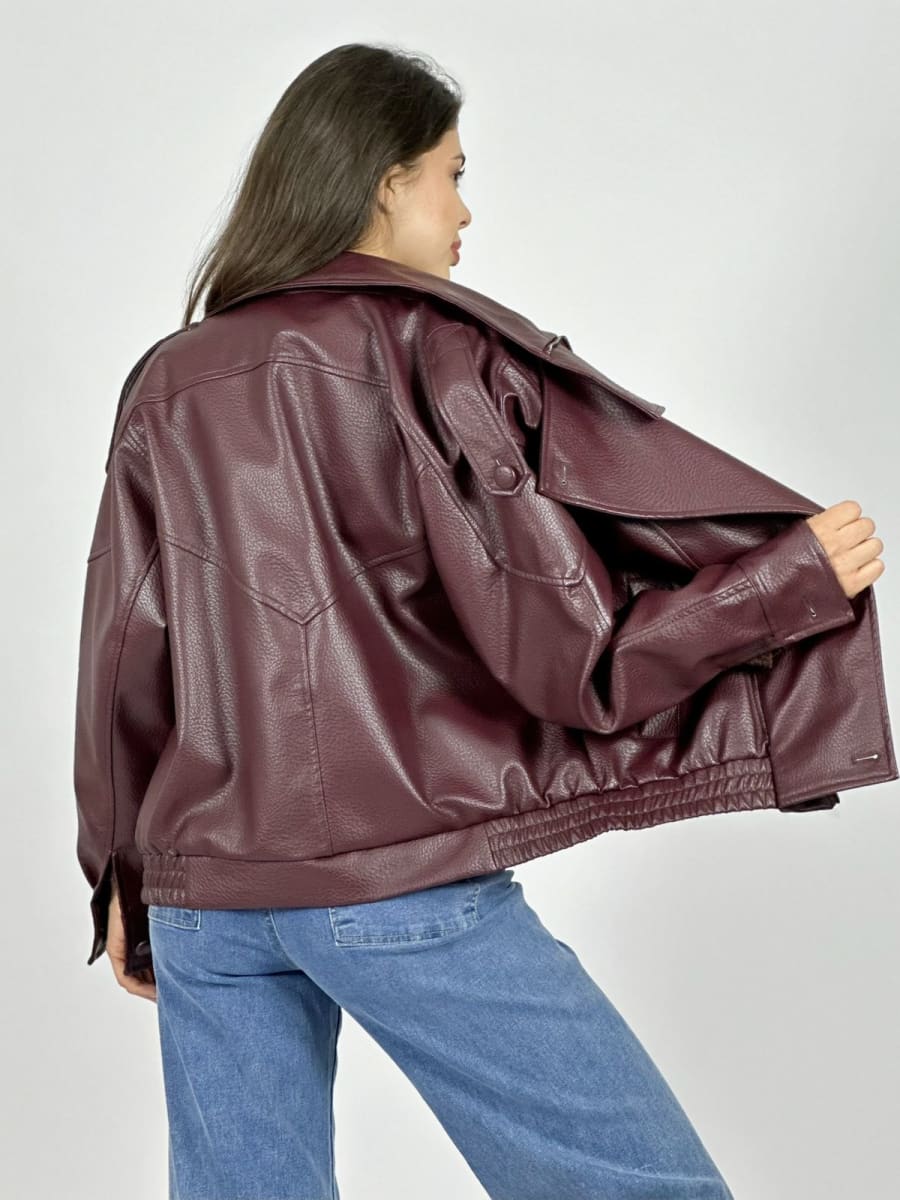 Chaqueta Eco Cuero Forrada Cierre Cruzado B4-1636