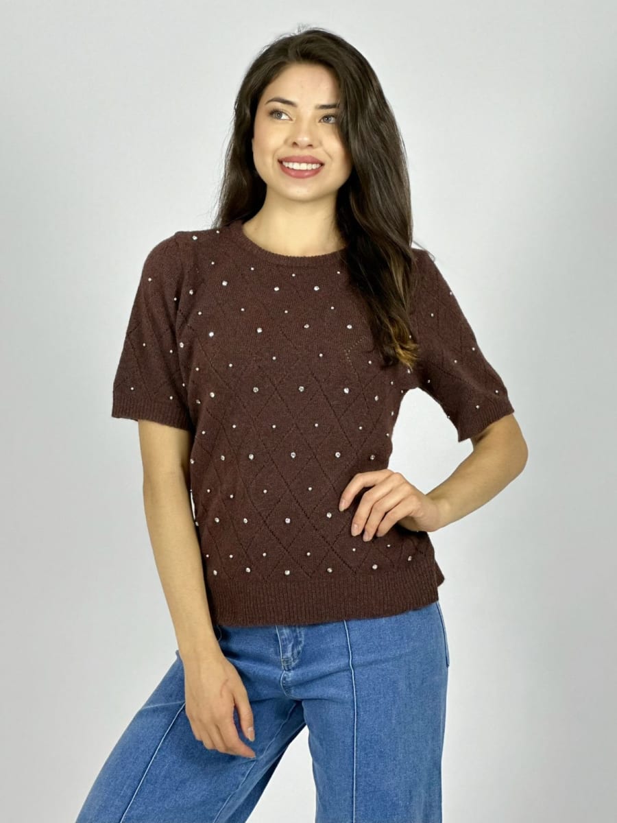 Sweater Spandex Rombos y Tachas B4-168/17010