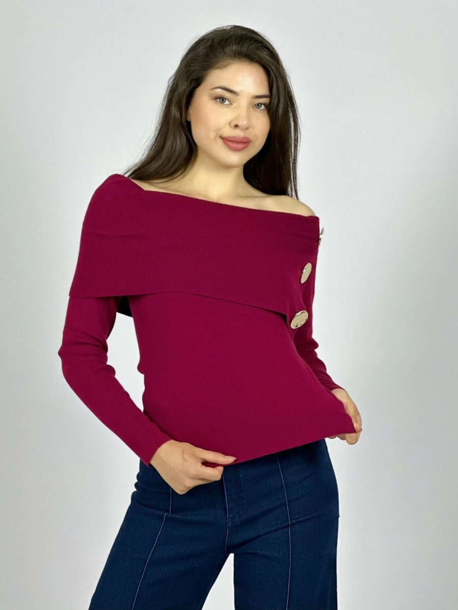 Sweater Spandex S/Hombros con Botones B3-1597