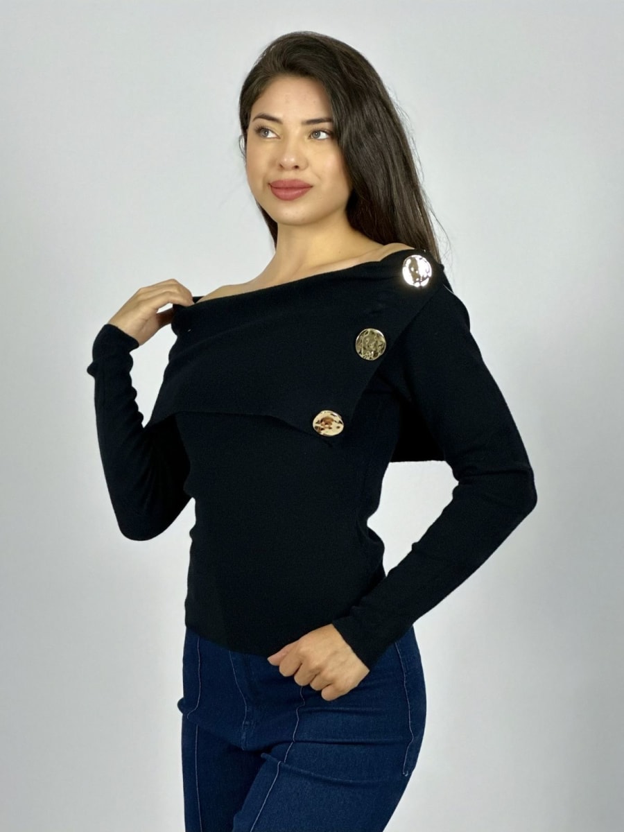 Sweater Spandex S/Hombros con Botones B3-15911