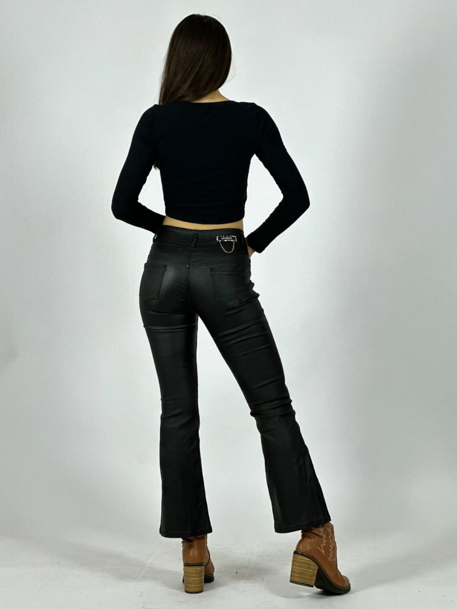 Pantalon Elasticado Pretina Alta 3 Botones Pata Elefante A1-443