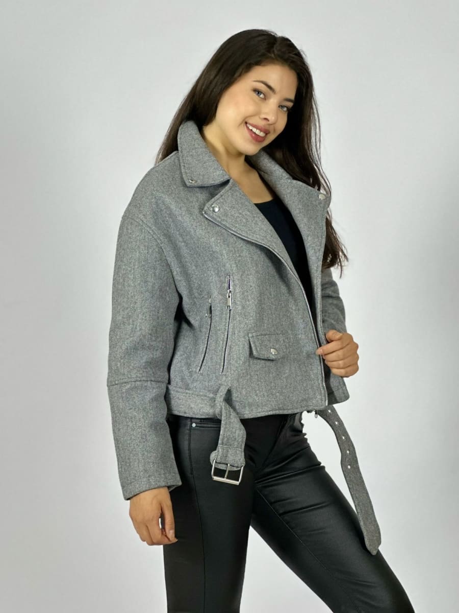 Chaqueta de Paño Con Cierre y Cinturon A1-31//433