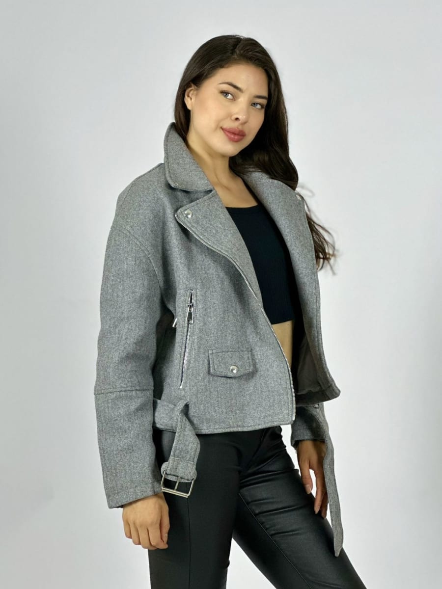 Chaqueta de Paño Con Cierre y Cinturon A1-31//432