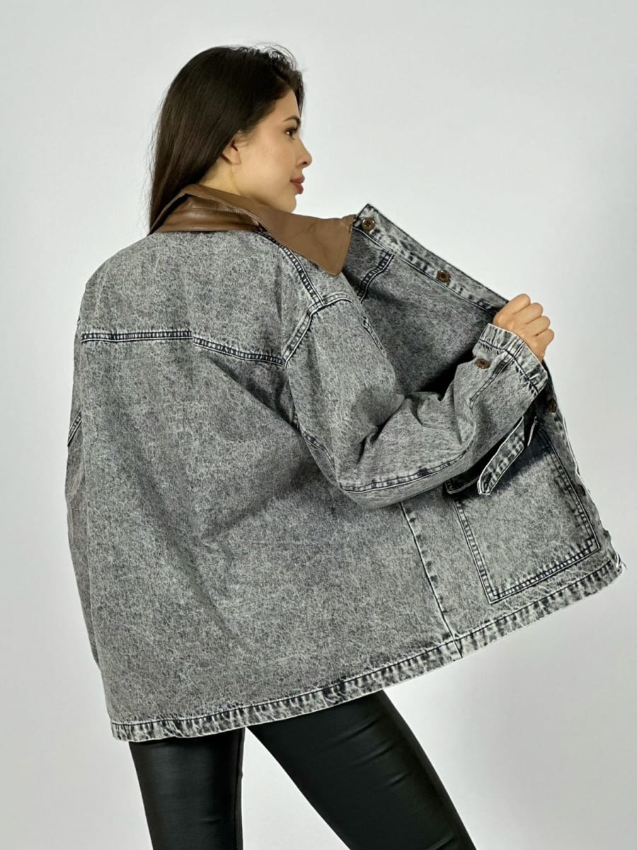 Chaqueta Mezclilla Cuello Cuerina A2-618