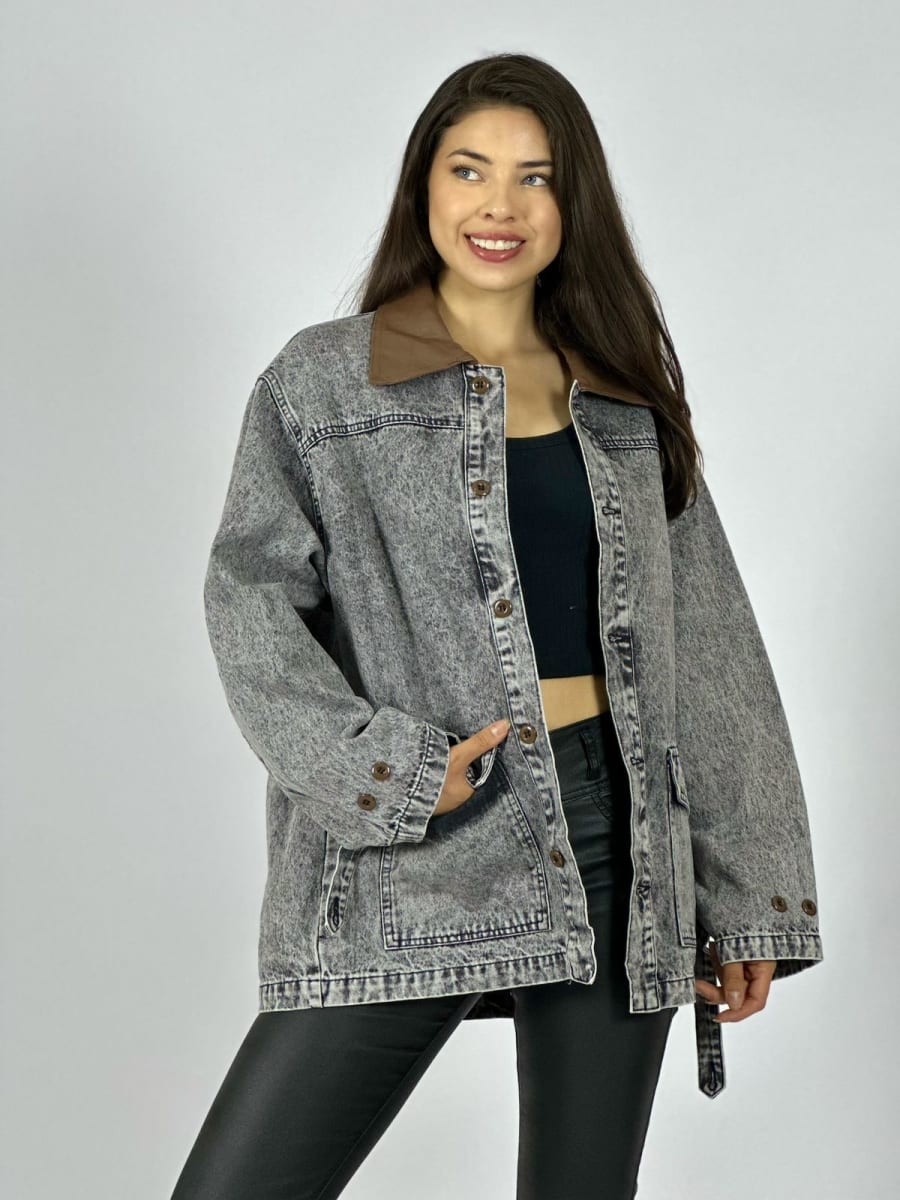 Chaqueta Mezclilla Cuello Cuerina A2-615