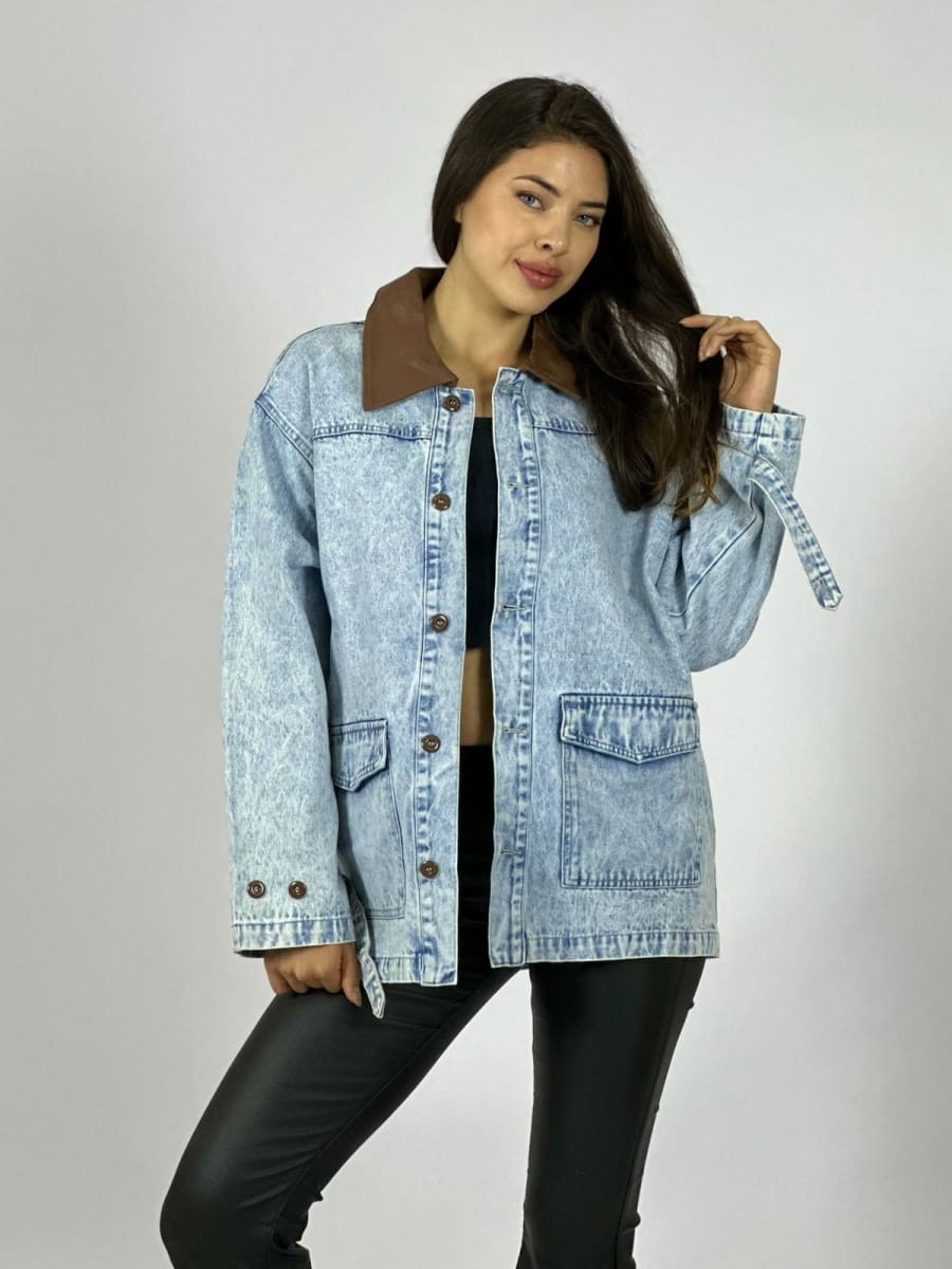 Chaqueta Mezclilla Cuello Cuerina A2-612