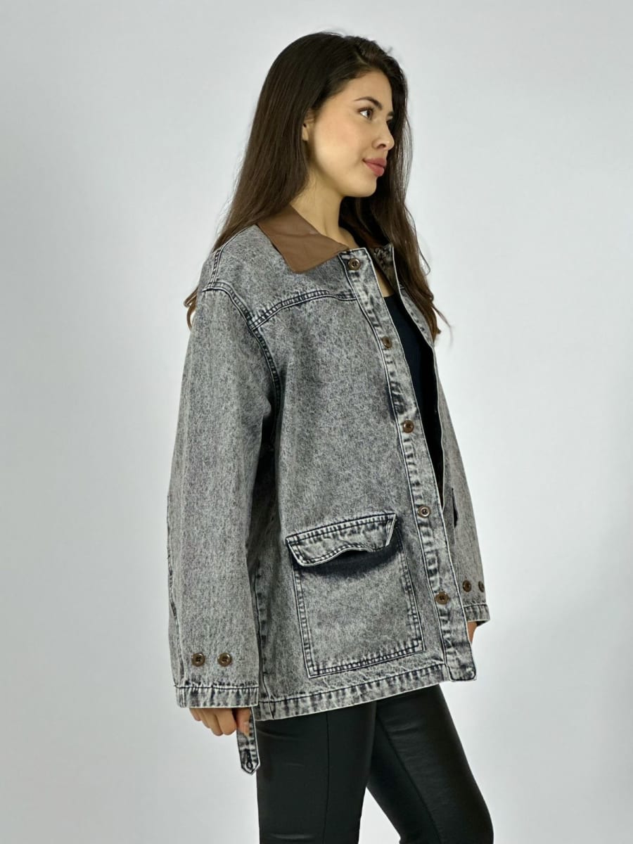 Chaqueta Mezclilla Cuello Cuerina A2-617