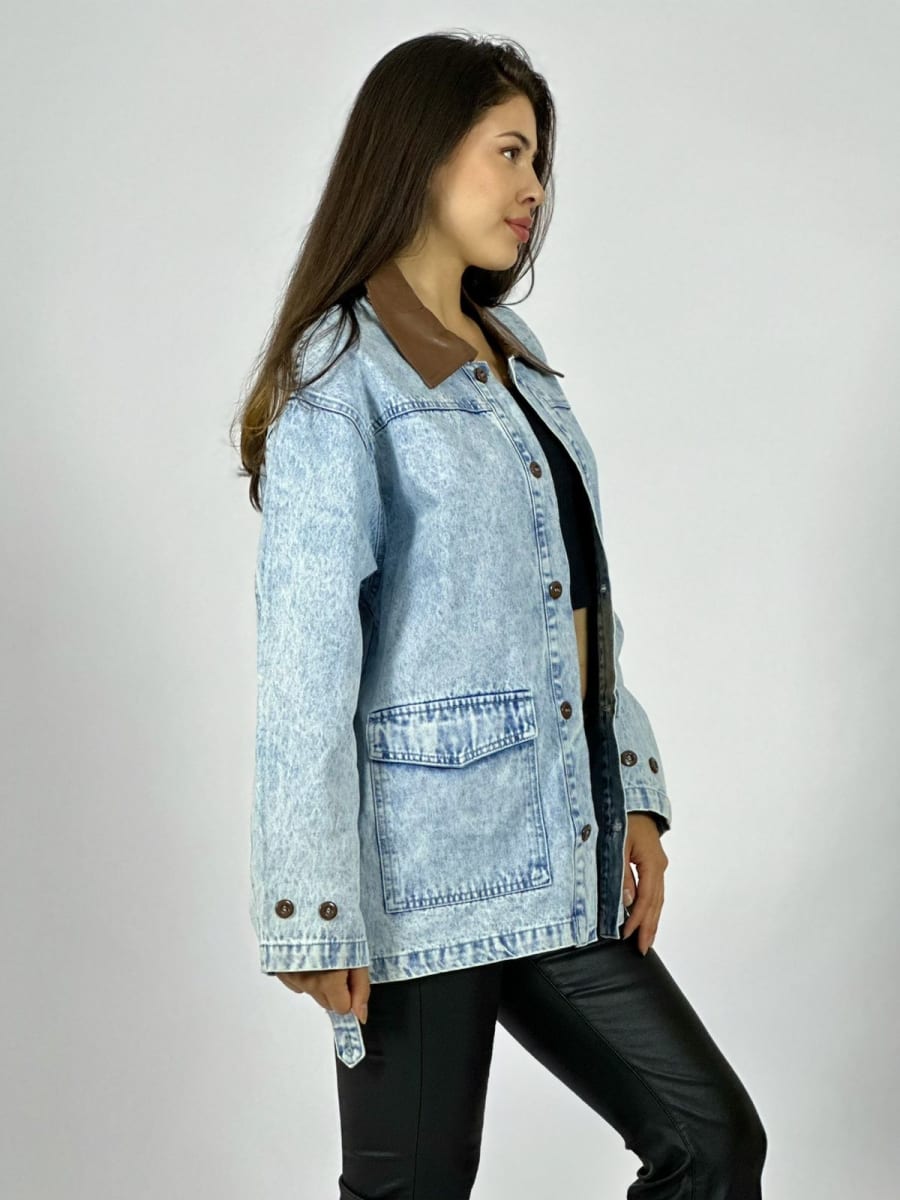 Chaqueta Mezclilla Cuello Cuerina A2-613