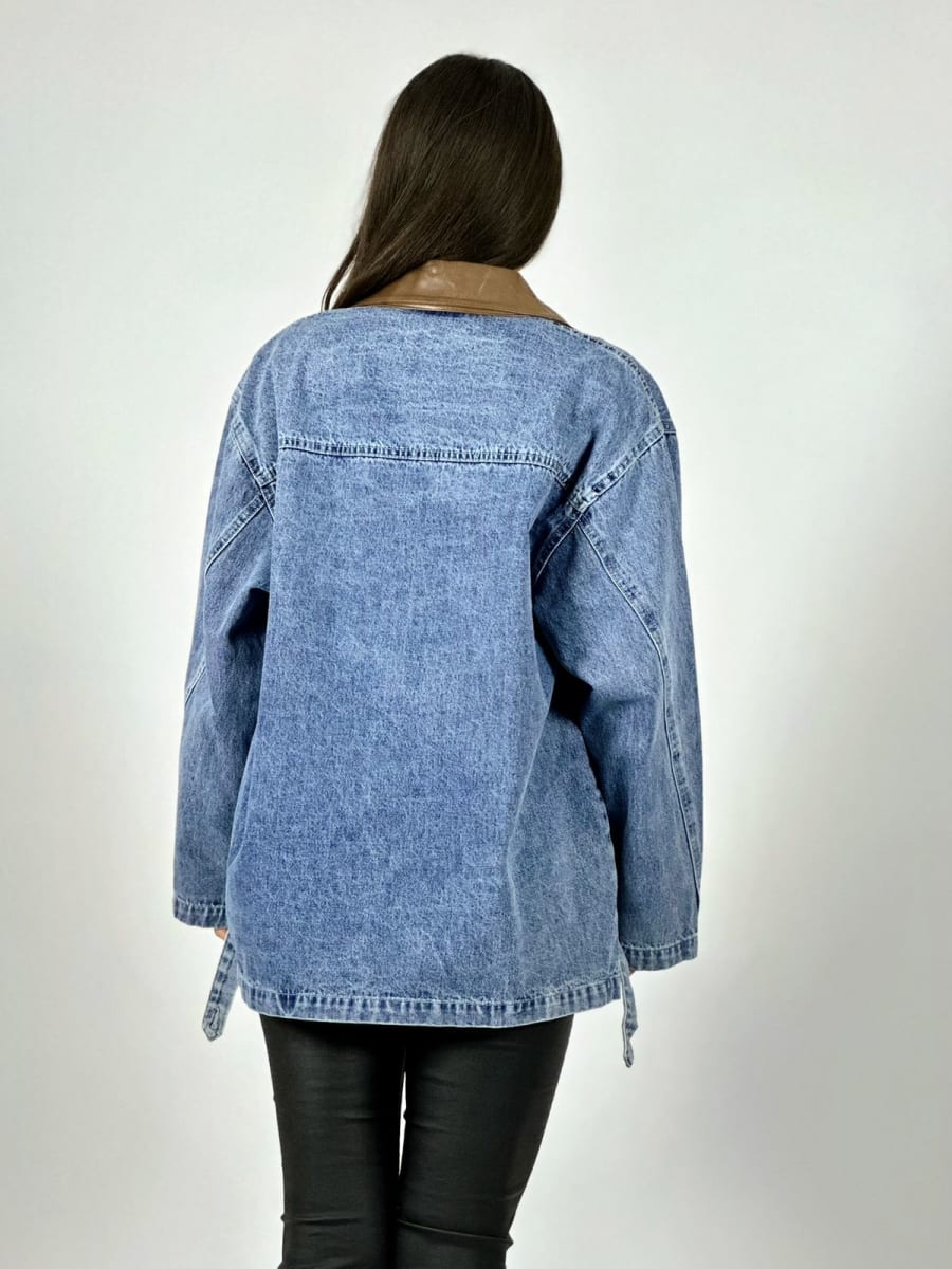 Chaqueta Mezclilla Cuello Cuerina A2-6113