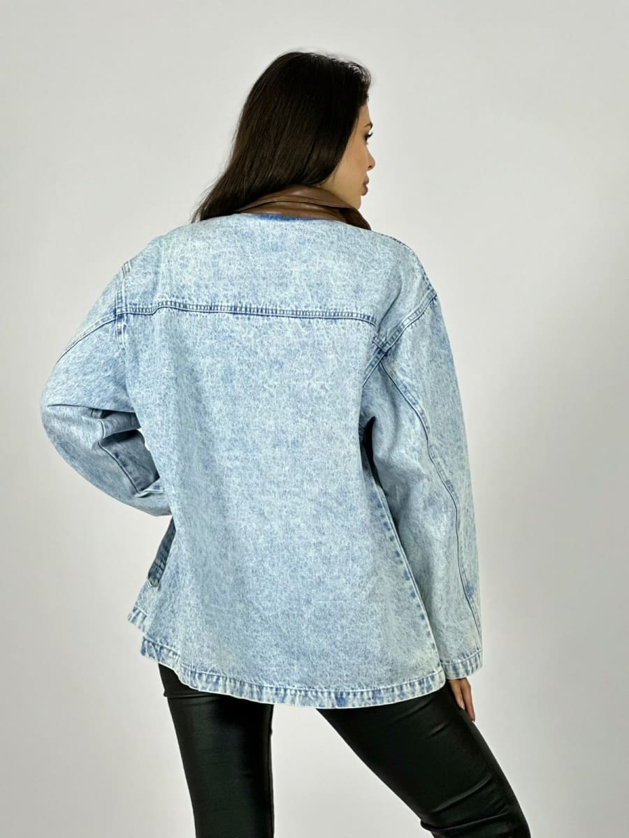 Chaqueta Mezclilla Cuello Cuerina A2-614