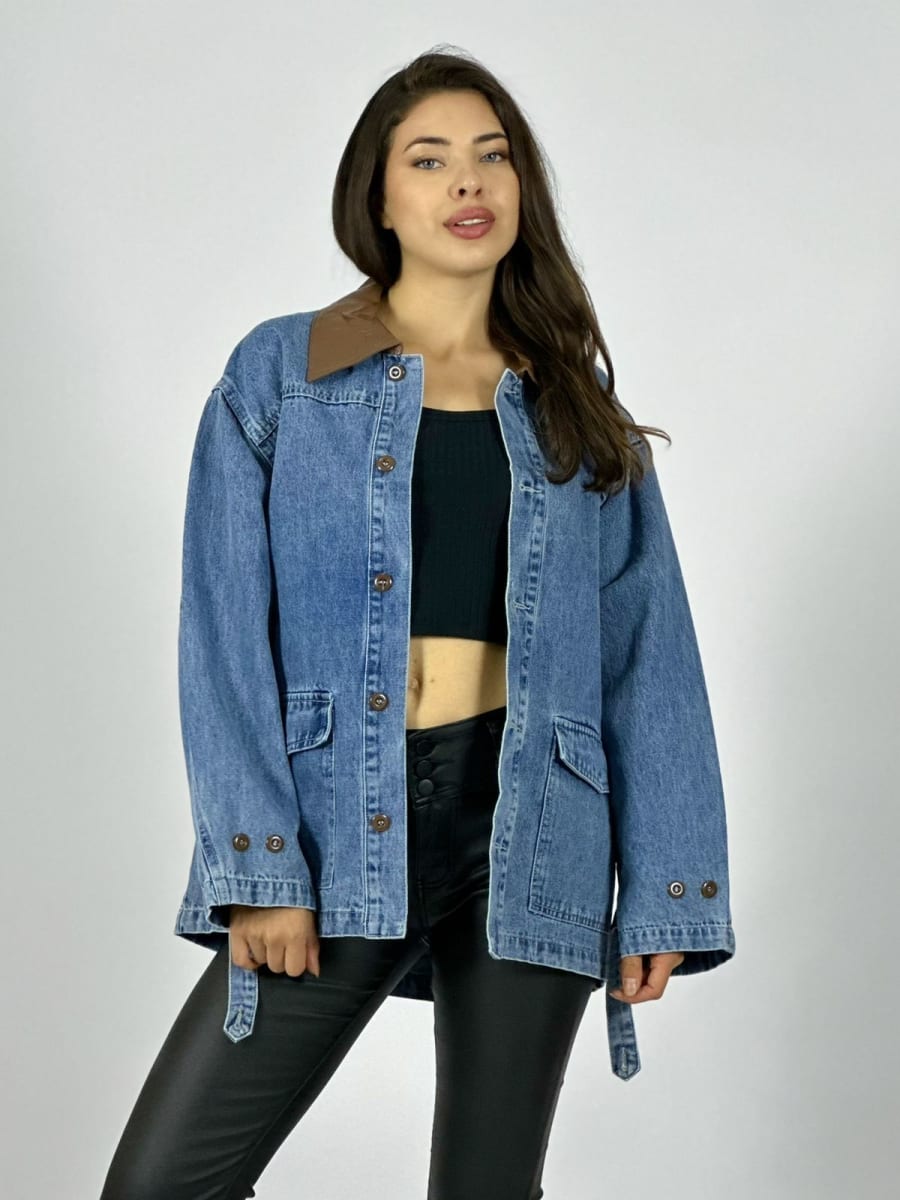 Chaqueta Mezclilla Cuello Cuerina A2-6110