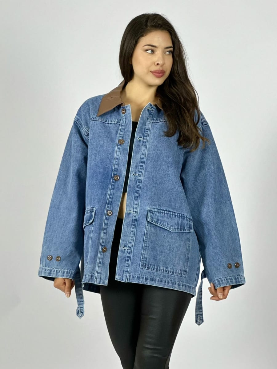 Chaqueta Mezclilla Cuello Cuerina A2-6111