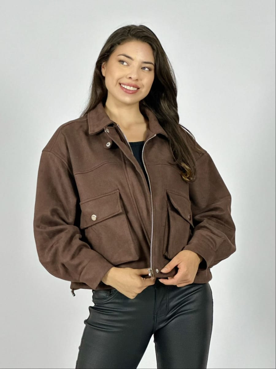 Chaqueta Gamuza Forrada Bolsillos Cargo A3-781
