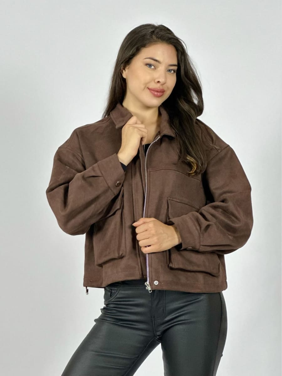 Chaqueta Gamuza Forrada Bolsillos Cargo A3-782