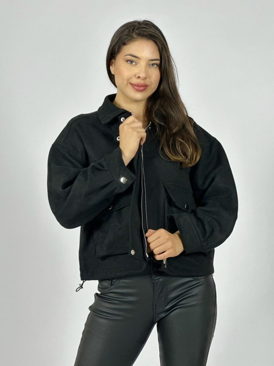 Chaqueta Gamuza Forrada Bolsillos Cargo A3-788