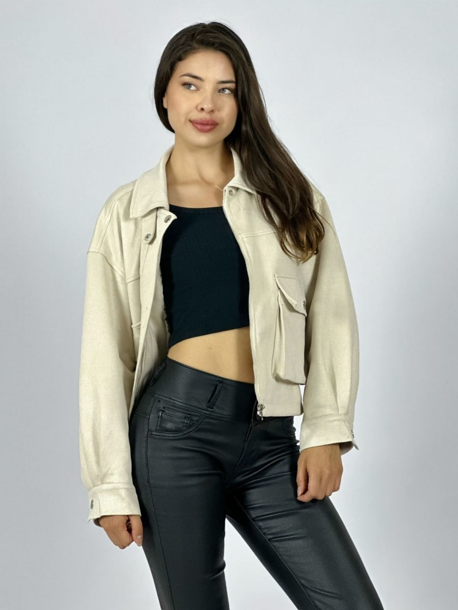 Chaqueta Gamuza Forrada Bolsillos Cargo A3-787