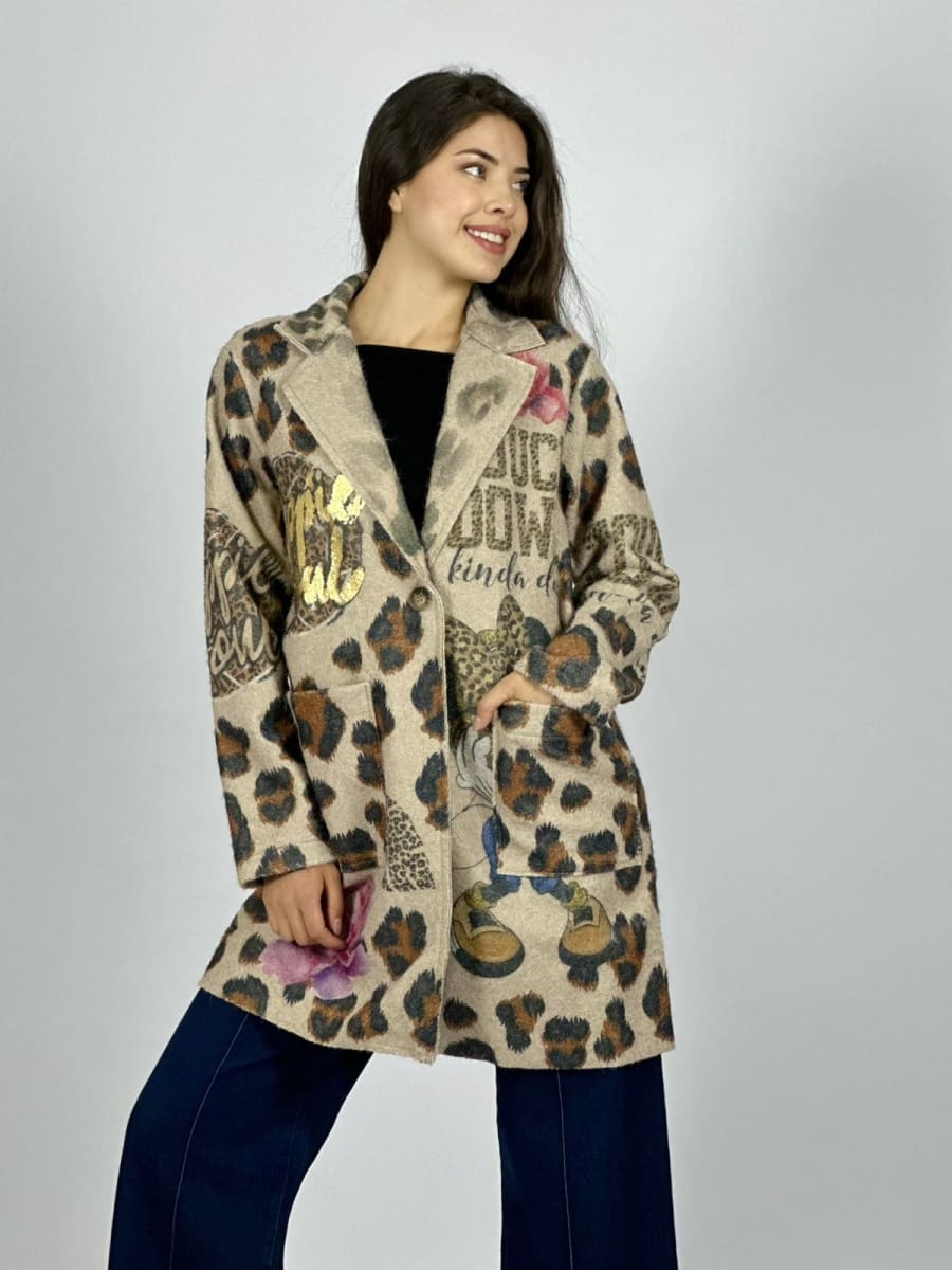 Abrigo Lana Italiano Print Minnie B4-1672