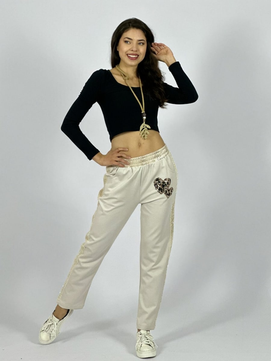 Jogger Algodon Doble Corazon Print Bordes y Pretina Brillos A1-351