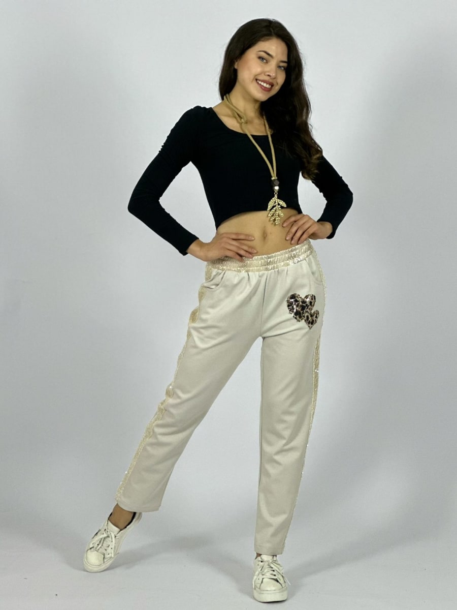 Jogger Algodon Doble Corazon Print Bordes y Pretina Brillos A1-352