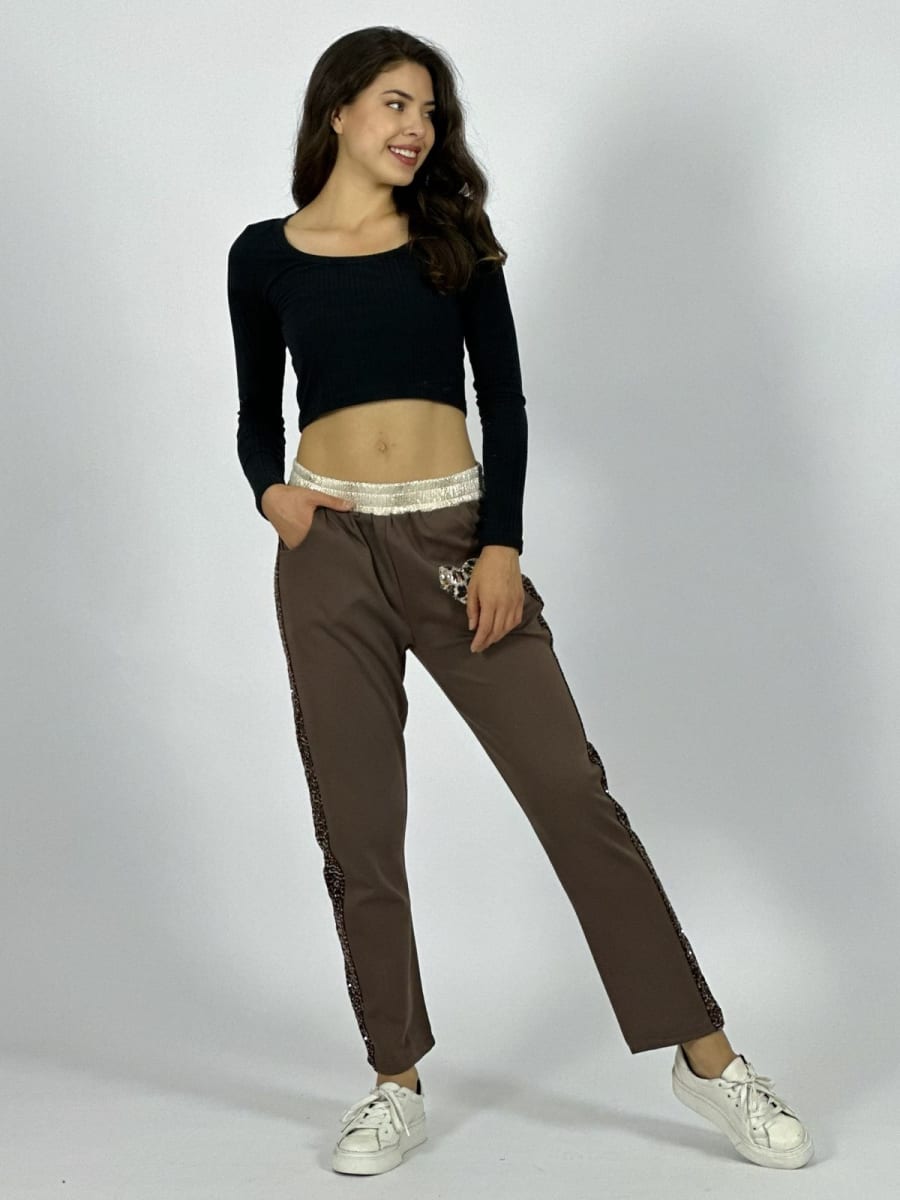 Jogger Algodon Doble Corazon Print Bordes y Pretina Brillos A1-354