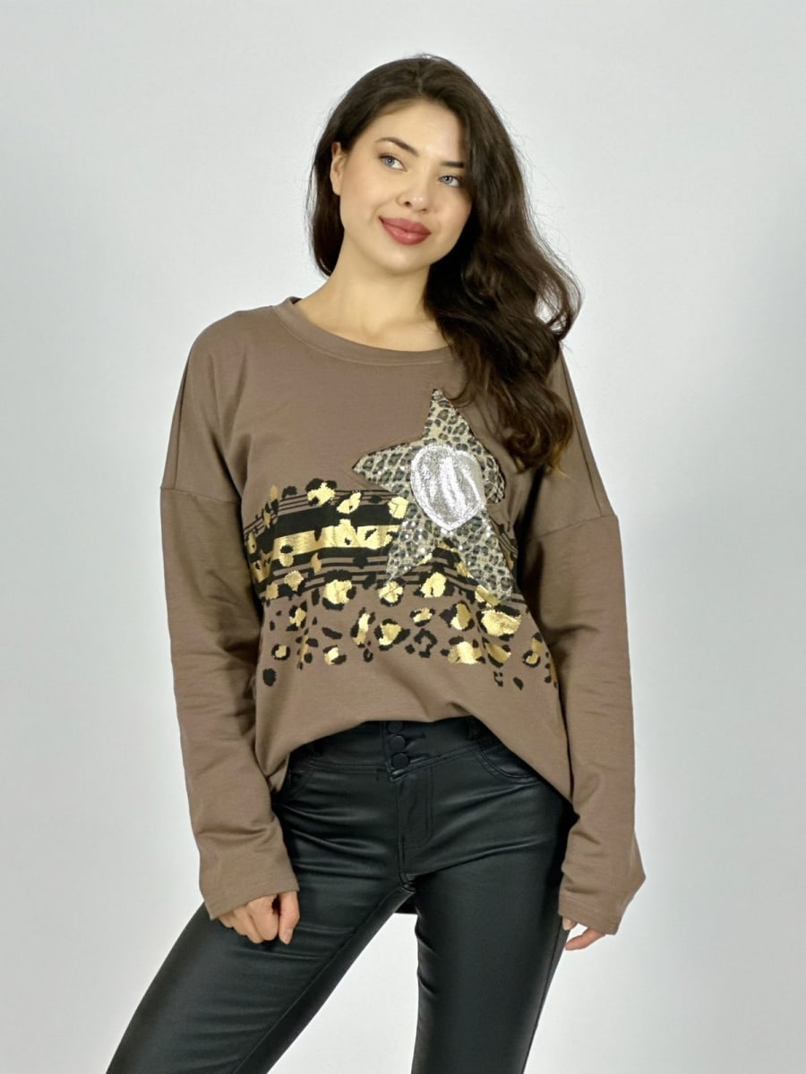 Polera Algodon Corazon Estrella Print Brillos A1-783