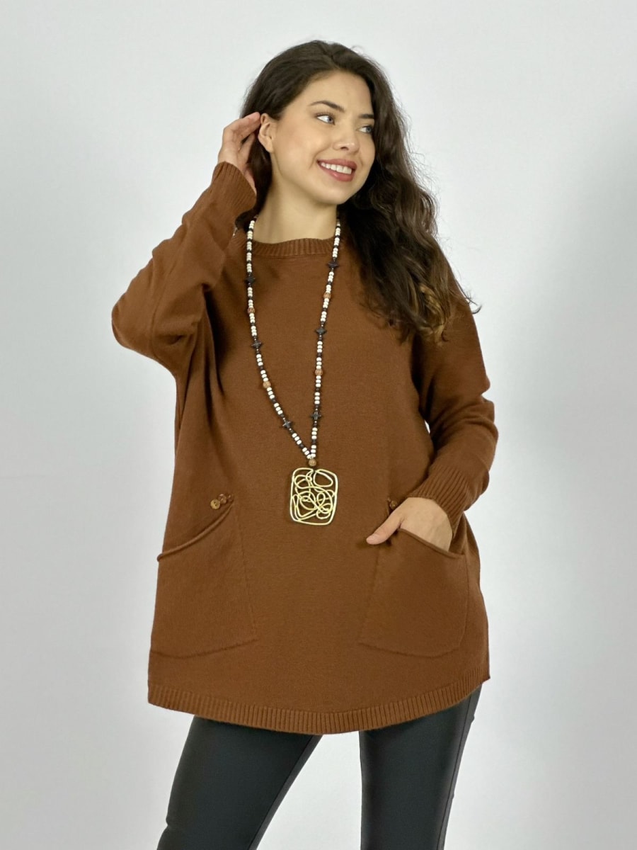 Sweater Spandex Bolsillos Holgado con Botones A2-621