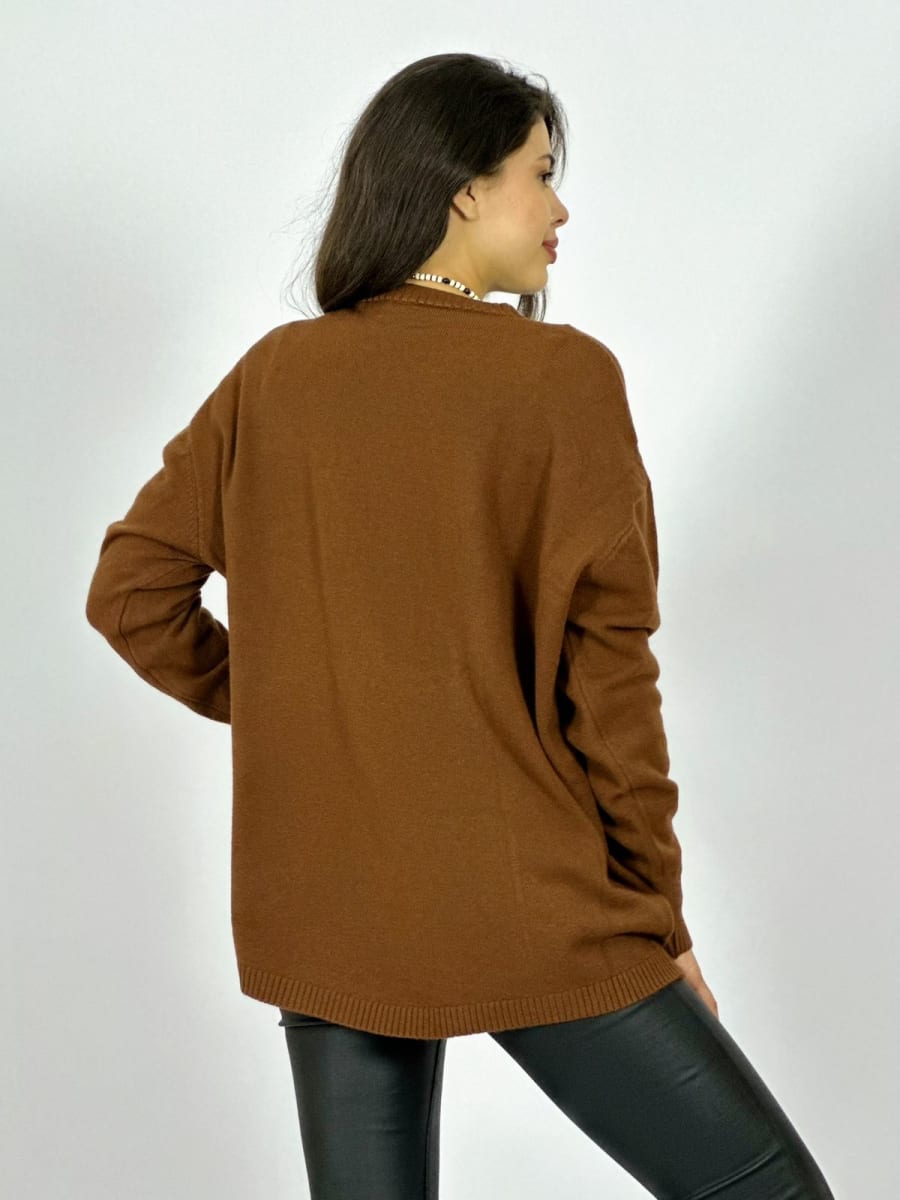 Sweater Spandex Bolsillos Holgado con Botones A2-623