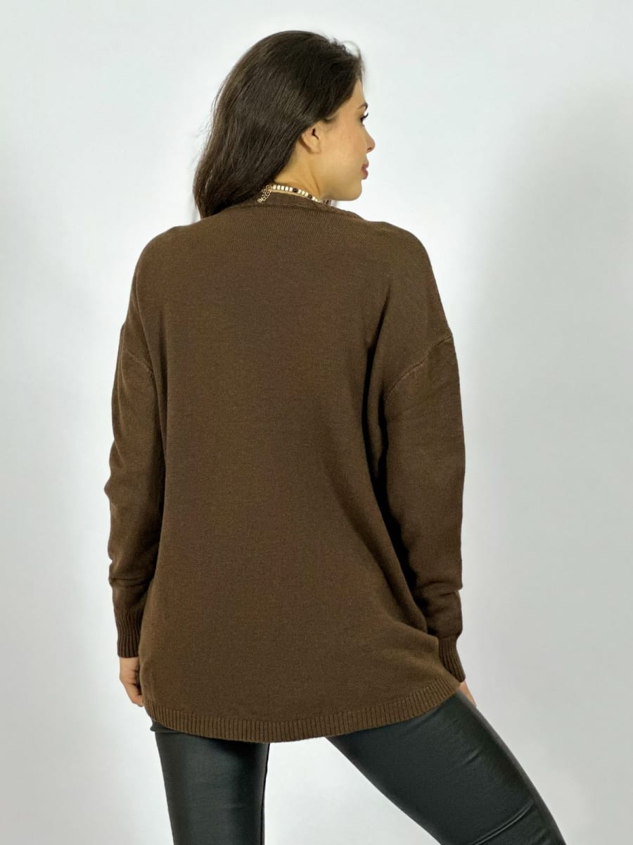 Sweater Spandex Bolsillos Holgado con Botones A2-628