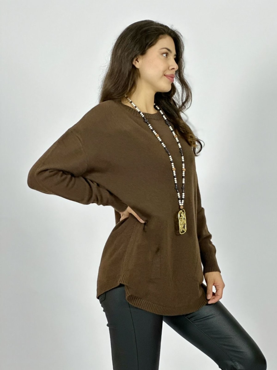 Sweater Spandex Bolsillos Holgado con Botones A2-627