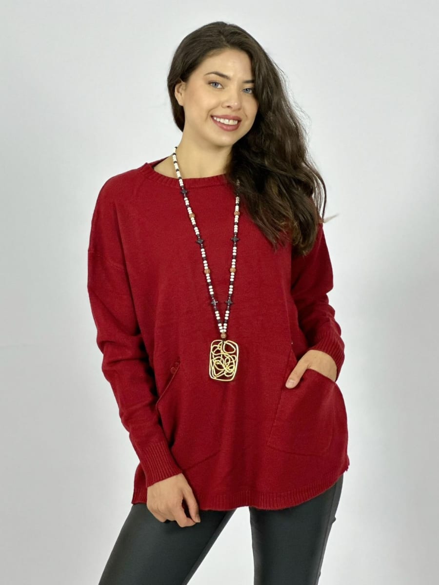 Sweater Spandex Bolsillos Holgado con Botones A2-6212