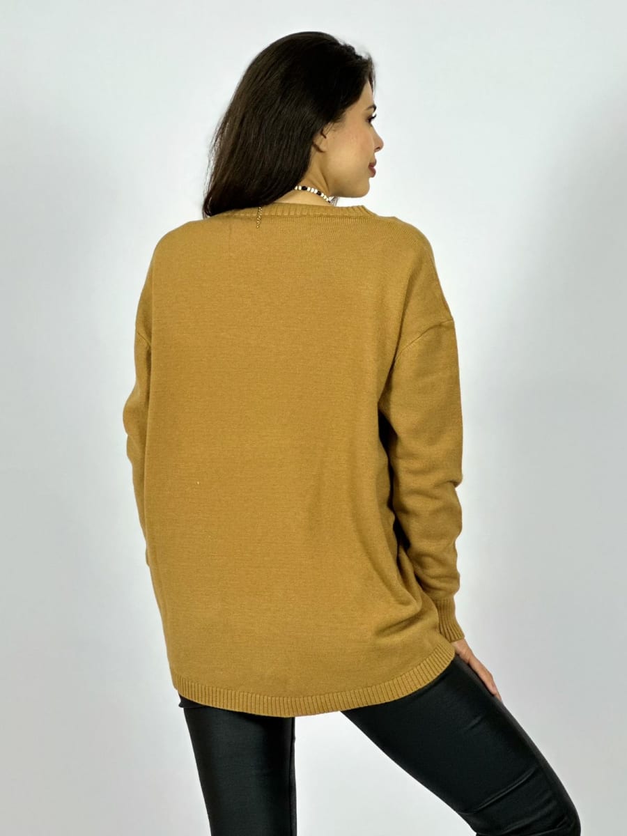 Sweater Spandex Bolsillos Holgado con Botones A2-6217