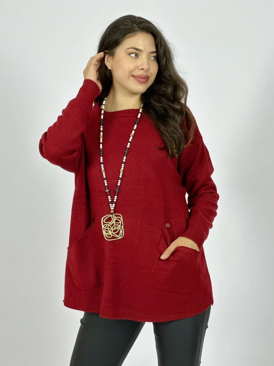 Sweater Spandex Bolsillos Holgado con Botones A2-6213