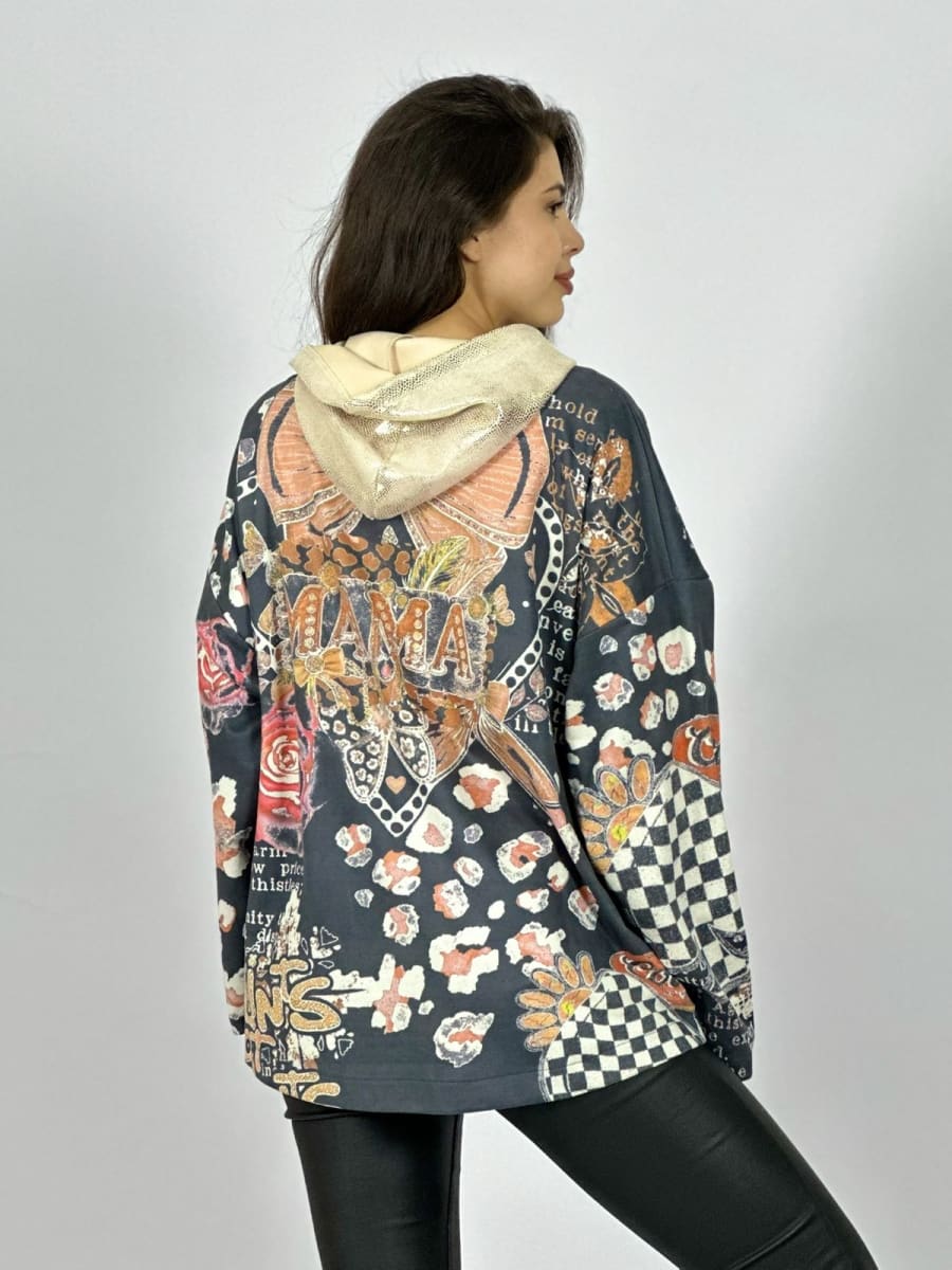 Poleron Gamuza Estampado Flores Print Mariposas A1-24