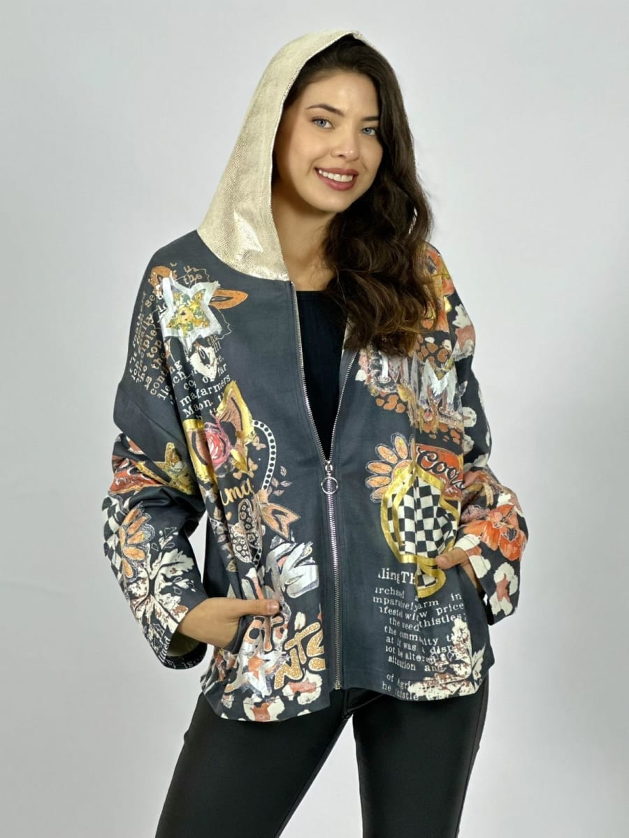 Poleron Gamuza Estampado Flores Print Mariposas A1-22