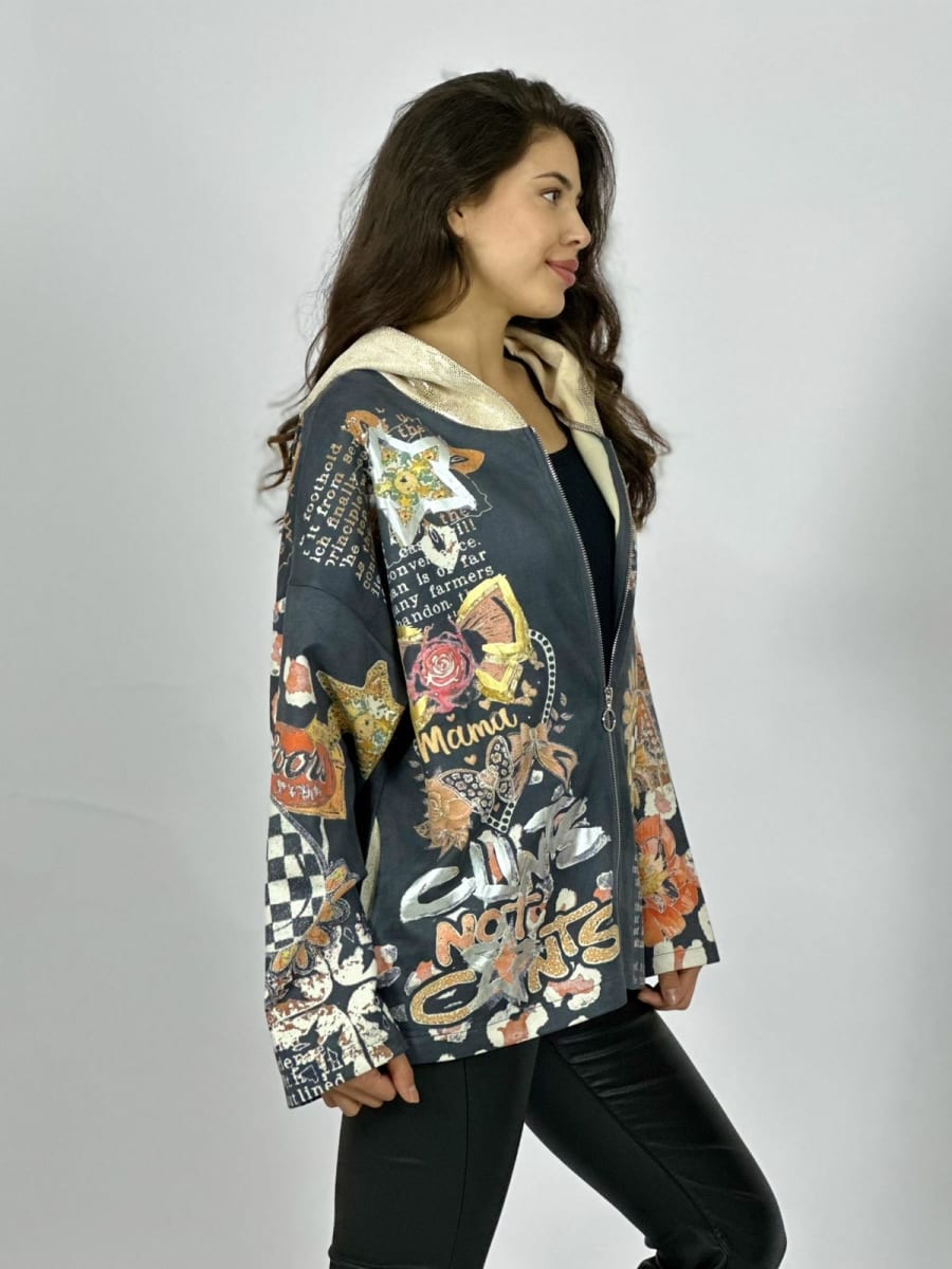 Poleron Gamuza Estampado Flores Print Mariposas A1-23