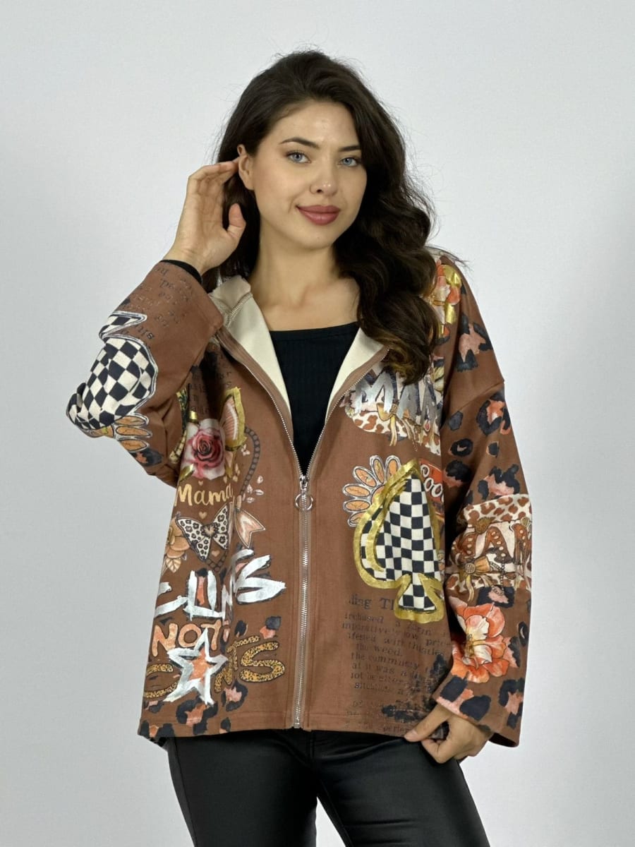 Poleron Gamuza Estampado Flores Print Mariposas A1-29