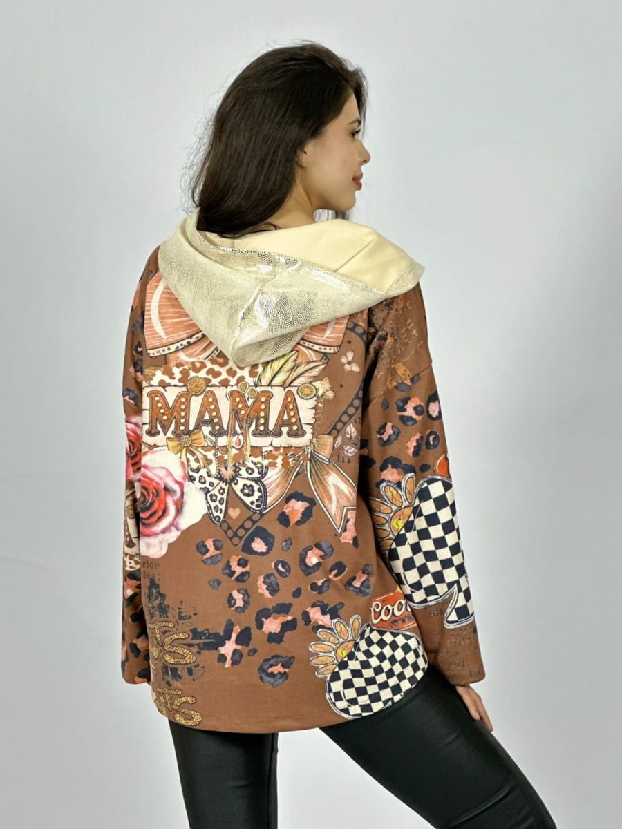 Poleron Gamuza Estampado Flores Print Mariposas A1-211