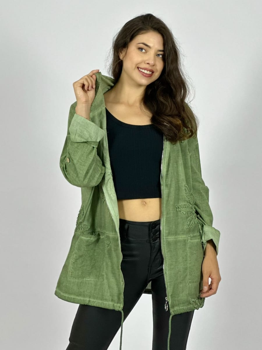 Poleron Con Capucha y Cierre Flores Bordadas A1-132