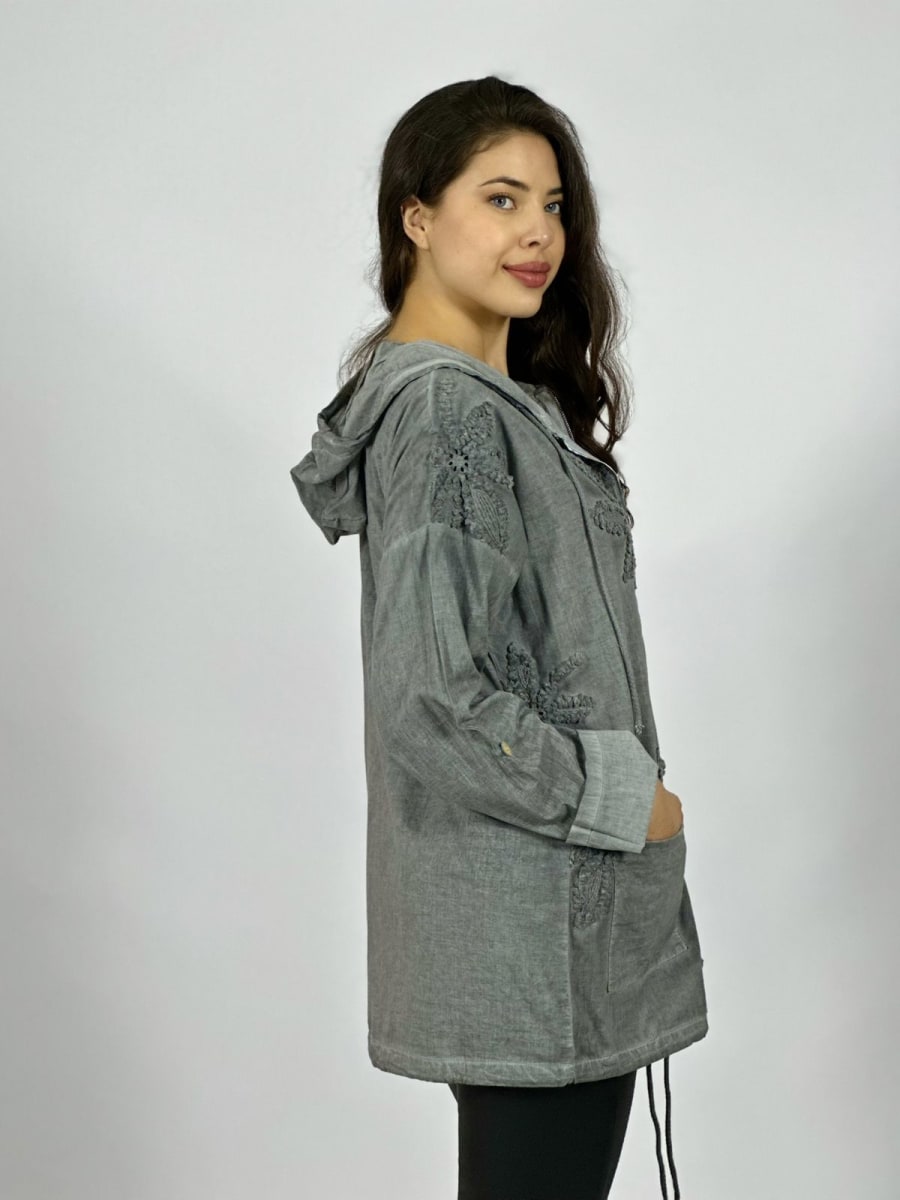 Poleron Con Capucha y Cierre Flores Bordadas A1-137