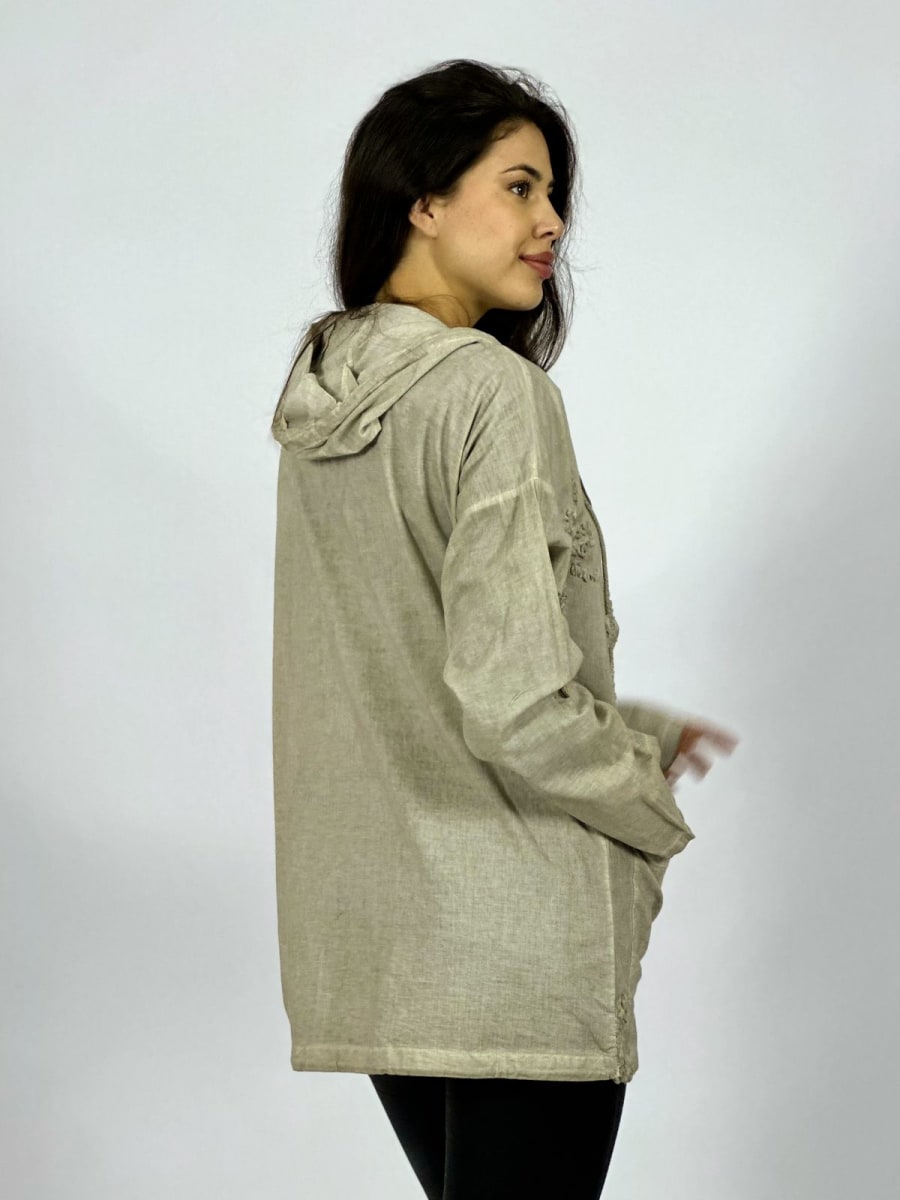 Poleron Con Capucha y Cierre Flores Bordadas A1-1310