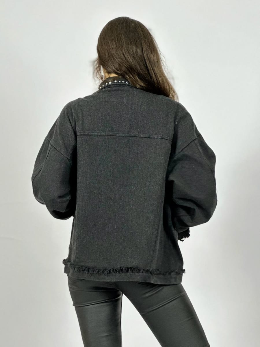 Chaqueta Mezclilla Tachas y Letras A1-198